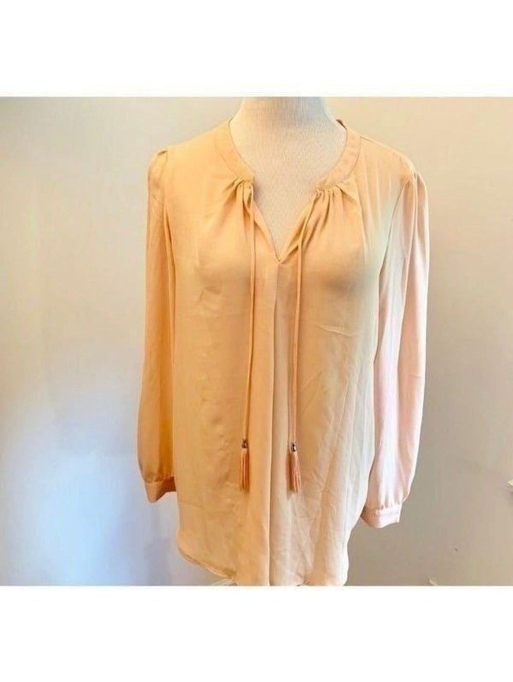 Rose & Olive Peach Front Tie Top Sz L